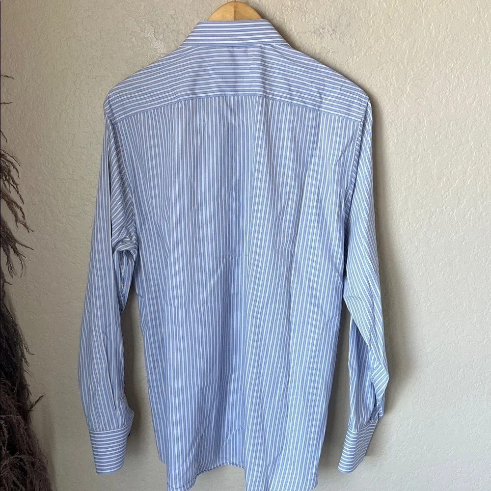 Gucci blue & white yellow pinstripe button down cotton dress shirt